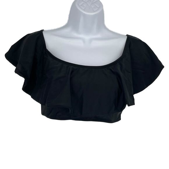 Ruffle Bandeau Bikini Swimsuit Top in Black Size XS - Picture 1 of 5